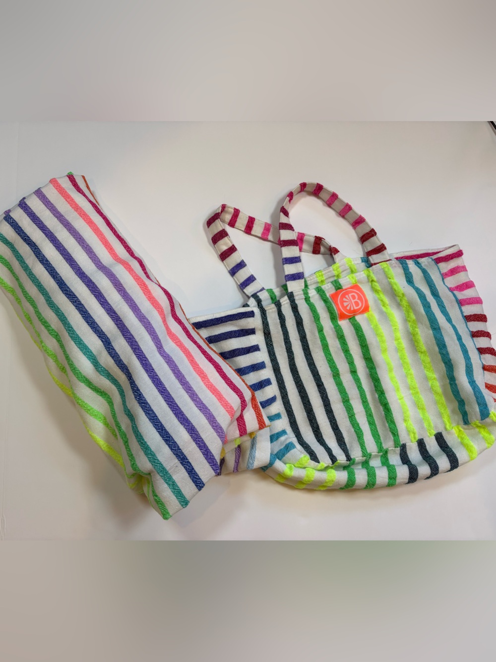 Las Bayadas Rainbow Stripe Towel Blanket + Tote Bag Set | Made in Mexico